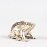 A MINIATURE FROG PIN CUSHION. Birmingham 1907. Maker: CS star FS. 4.5cms long.