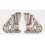 A SUPERB PAIR OF 18CT WHITE GOLD DIAMOND ART DECO CLIPS.