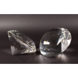 A PAIR OF CUT GLASS DIAMOND PAPERWEIGHTS. 6ins diameter.