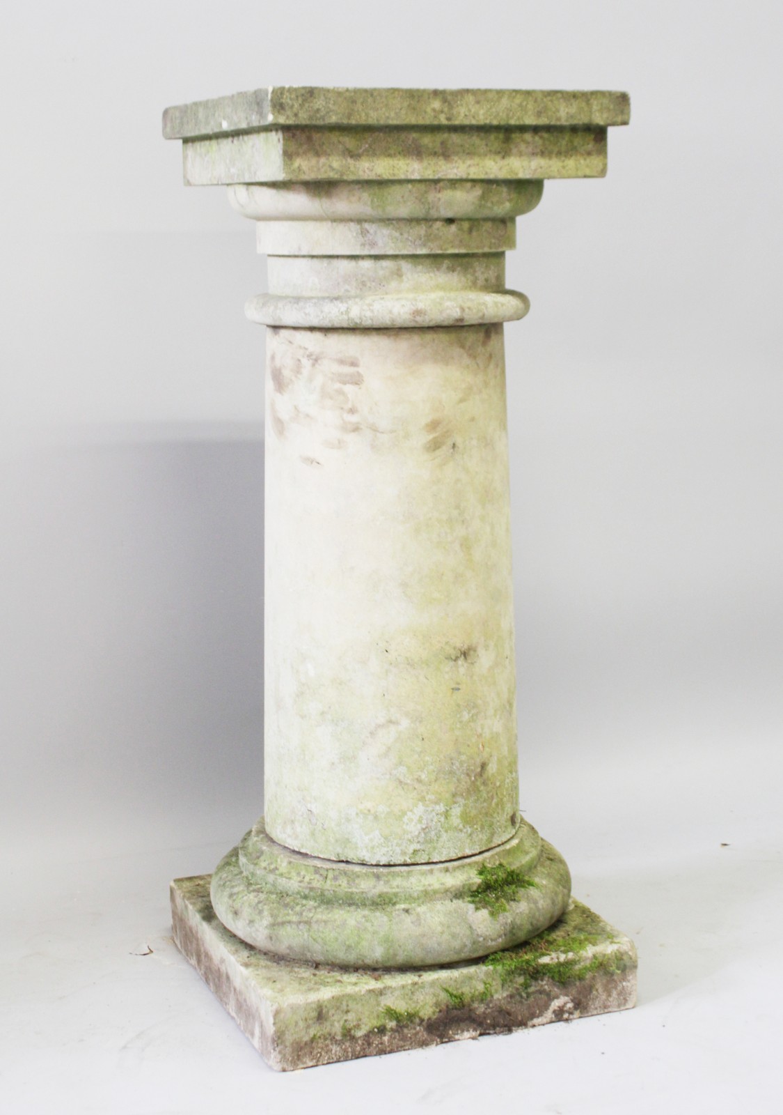 A PLAIN CIRCULAR PEDESTAL with square top and base. 3ft 8ins high, 1ft 5ins wide. - Image 2 of 2