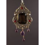 A RENAISSANCE STYLE PIERCED GOLD PENDANT, in original case. Thomas Ross & Son, Glasgow.