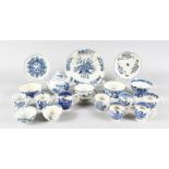 NINETEEN PIECES OF 18TH CENTURY ENGLISH BLUE AND WHITE PORCELAIN mainly Worcester and Liverpool,