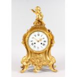 A GOOD LOUIS XVI ORMOLU CLOCK by RAINGO FRES, with black and white circular enamel dial, Roman