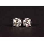 A NICE PAIR OF SINGLE STONE DIAMOND EAR STUDS, 1.1CTS, set in 14ct white gold.