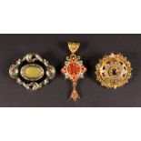 TWO VICTORIAN GOLD BROOCHES and A PENDANT (2).