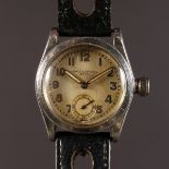 A VINTAGE WWII ROLEX OYSTER BRITISH MILITARY WRISTWATCH, No. 2280, with leather strap, No. 82153.