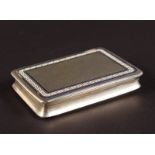 A CONTINENTAL .800 SILVER SNUFF BOX, the lid with key pattern decoration. 7.5cms.