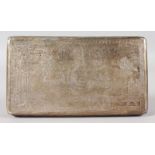A CONTINENTAL RECTANGULAR SILVER BOX, the lid engraved with a milk maid. 4.75ins long.