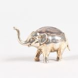 A MINIATURE ELEPHANT PIN CUSHION. Birmingham 1904. 5cms long.