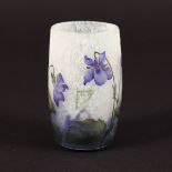 A SMALL DAUM CAMEO BEAKER with blue flowers. Cameo signature Daum. 3.5ins high.