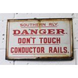 AN OLD RAILWAY ENAMEL SIGN. 1ft 8ins wide.