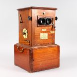 A 19TH CENTURY MAHOGANY CASED LE TAXIPHOTE STEREO VIEWER, 19ins high, complete with three double