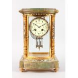 A GOOD 19TH CENTURY FRENCH FOUR GLASS CLOCK with champleve enamel decoration, eight-day movement,