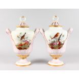 A SUPERB PAIR OF FURSTENBERG VASES AND COVERS, CIRCA. 1785, with pierced lids, looped handles and