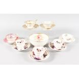 A 19TH CENTURY ENGLISH PORCELAIN SEVEN CUPS AND SAUCERS, including Rockingham and Coalport and a