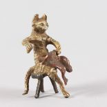 A VIENNA BRONZE CAT ON A CHAIR. 2.5ins high.