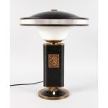 EILEEN GRAY A GOOD 1945-1950'S TABLE LAMP. 19ins high, the shade 14ins diameter.