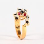 AN 18CT YELLOW GOLD PANTHER RING.