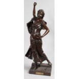 HENRY LOUIS LEVASSEUR (1853-1934) FRENCH BATAILLE DE FLEURS. A SUPERB STANDING BRONZE OF A YOUNG