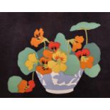 John Hall Thorpe (1874-1947) Australian. "Nasturtium", Woodcut in Colours, Signed and Inscribed in
