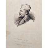 Attributed to Constantin Guys (1802-1892) Dutch. A Self Portrait, Pen and Ink, Inscribed in