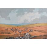 Bryan Conway (20th - 21st Century) British. "Red Deer in Exmoor", Watercolour, Signed, 14.25" x 21.