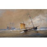 Thomas Bush Hardy (1842-1897) British. "Off Whitby", a Shipping Scene, Watercolour, Signed,