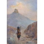 Early 20th Century English School. A Sentry on the Khyber Pass, Oil on Board, Inscribed on the