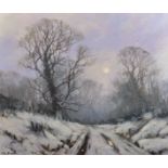 John Trickett (1952- ) British. A Snow Covered Landscape, Oil on Canvas, Signed, 20" x 24".