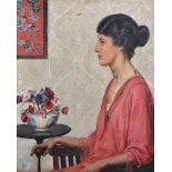 Early 20th Century English School. Study of a Seated Lady, Oil on Canvas, Signed with Monogram 'FH',