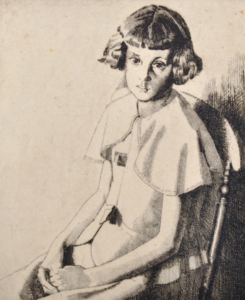 Carl L... Wragg (20th Century) British. 'Mary', Etching, Signed, Inscribed and Dated 1937, Unframed,