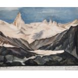 Follower of John Ruskin (1819-1900) British. "Lee Sea 3700 is the Glorious Matterhorn = by Lee