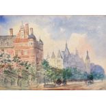 John Pollard Seddon (1827-1906) British. "New Scotland Yard", Watercolour, Signed with Initials, and