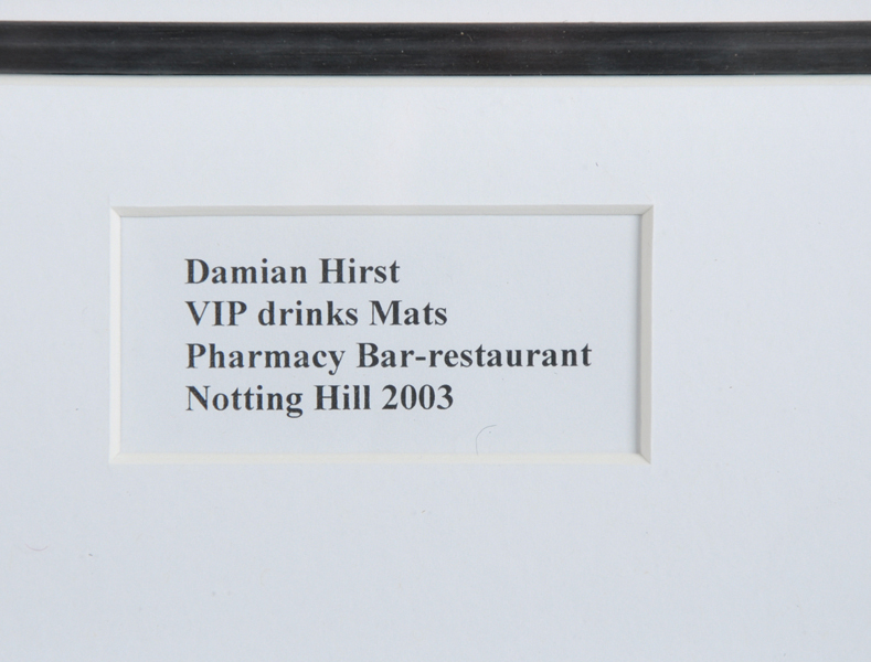 Damien Hirst (1965- ) British. "VIP Drinks Mat", 'Pharmacy Bar - Restaurant, Notting Hill, 2003', - Image 3 of 4