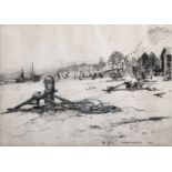 Mabel Catherine Robinson (1875- ) British. "Hastings Looking West 1906", Etching, Signed and Dated