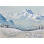 Circle of William Percy French (1854-1920) British. An Alpine Winter Scene, Watercolour, Unframed,