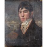 19th Century English School. Portrait of a Man, Oil on Canvas laid down, Unframed, 23.5" x 19.25".