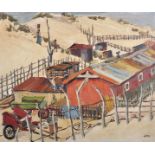 Leslie (20th Century). A South African Shanty Town, Oil on Canvas laid down, Signed, 15.5" x 18.5".