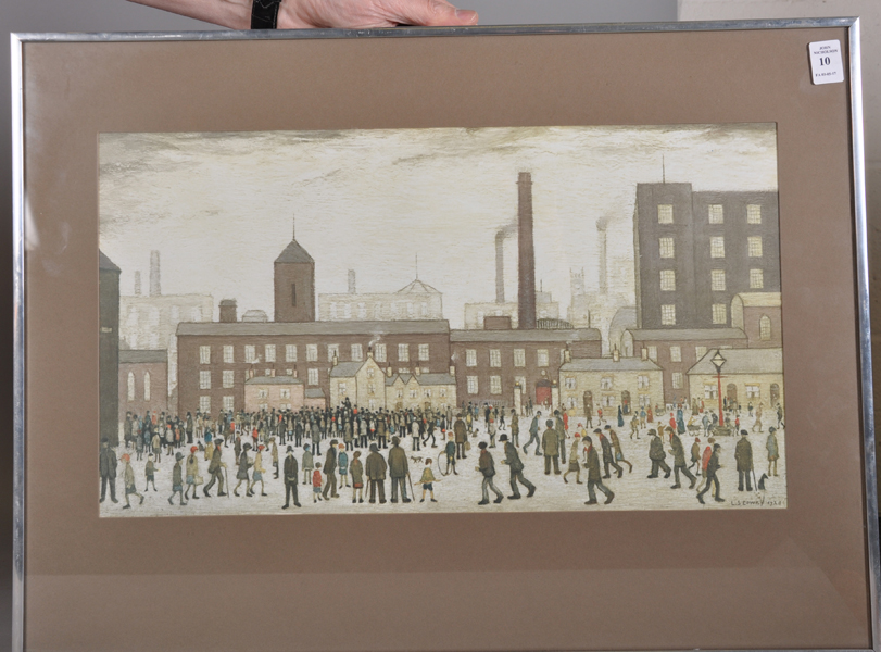 After Laurence Stephen Lowry (1887-1976) British. A Street Scene with Figures, Print, 11" x 19.5". - Image 2 of 3