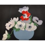 John Hall Thorpe (1874-1947) Australian. "Anemones", Woodcut in Colours, Signed and Inscribed in