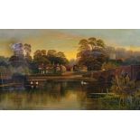 Robert Allen (c.1880-c.1930) British. Sonning Bridge, Oil on Canvas, Signed, 12" x 20", and three