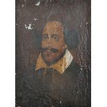 18th - 19th Century English School. A Portrait of William Shakespeare, Oil on Unstretched Canvas,