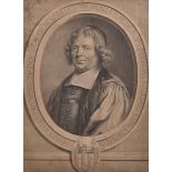 Gerard Edelinck (1640-1707) Flemish. Portrait of a Man, Engraving, Unframed, 13" x 9.5", together