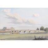 David Abbey (20th - 21st Century) British. "Swinford Bridge", Watercolour, Signed, Inscribed and