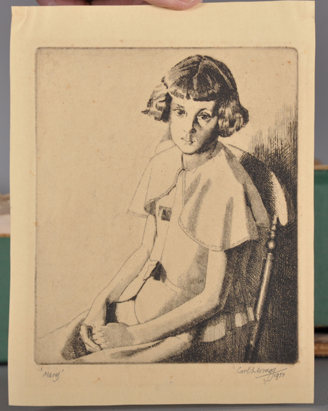 Carl L... Wragg (20th Century) British. 'Mary', Etching, Signed, Inscribed and Dated 1937, Unframed, - Image 2 of 4