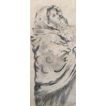 H... B... Jones (20th Century) British. Mother and Child, Pencil, Signed, 16.5" x 7", and the