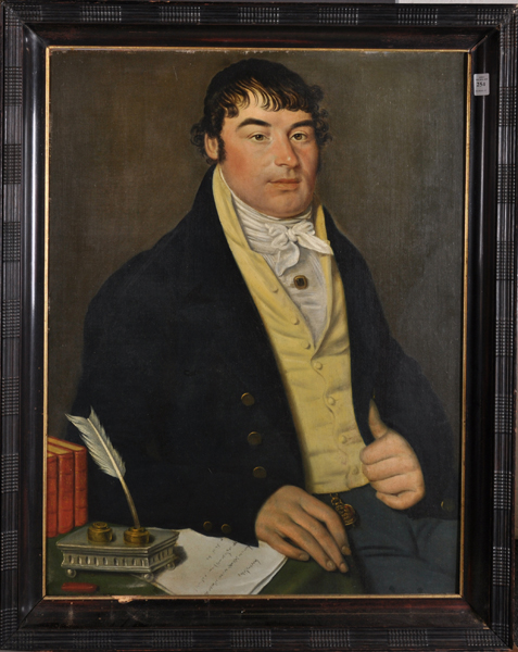 Early 19th Century English School. Portrait of as Seated Man, Wearing a Black Coat, with a White - Image 2 of 4