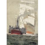 Neville Sotheby Pitcher (1889-1959) British. "The Off-Shore Wind", Woodcuts, Signed and Inscribed in