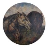 After John Frederick Herring (1795-1865) British. A Study of three horses heads, Oil on Slate,