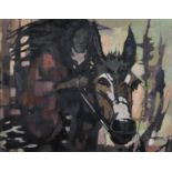 Ursula Vivian McCannell (1923-2015) British. "Woman and Donkey", Oil on Board, Signed with